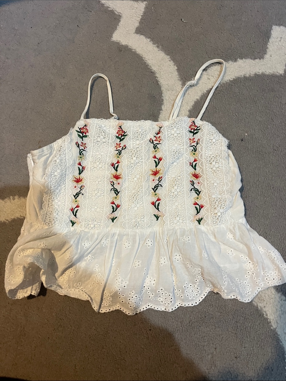 SHEIN White Eyelet Embroidered Spaghetti Strap Camisole
